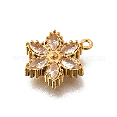 Подвески-шармы из нержавеющей стали 304 с микропаве из кубического циркония STAS-K256-27G-02-1