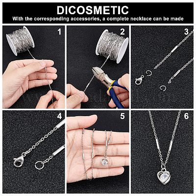 Wholesale DICOSMETIC Stainless Steel Necklace Chains Jewelry Making Kit  5Pcs 5M Cable Chains with Tube Beads Links Chains 20Pcs Jump Rings and  10Pcs Lobster Claw Clasps for Jewelry Making 