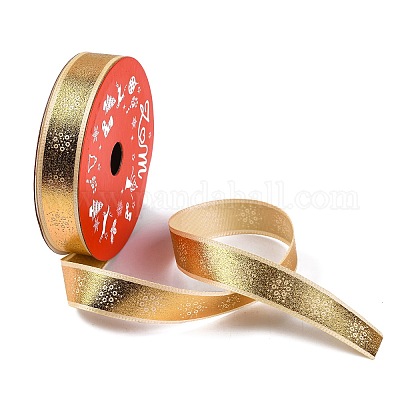 5 ярд рождественской ленты из полиэстера с золотым тиснением OCOR-A008-01A-1