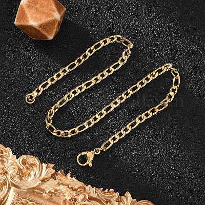 Ионное покрытие(ip) 304 нержавеющая сталь figaro цепочка браслеты BJEW-L634-04A-G-1