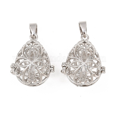 Латунные полые подвески в форме капли&nbsp;KK-L079-20-NR-1