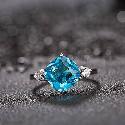 Моды классический платины латунь элегантный кубического циркония квадратные кольца RJEW-EE0001-100P02-B-1