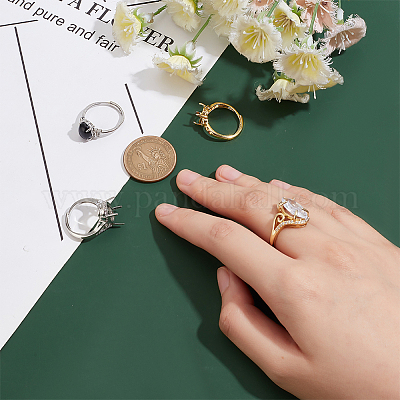 4 шт. 4 стиля регулируемых оправ для колец-солитеров из латуни с микропаве из прозрачного кубического циркония KK-HY0001-85-1