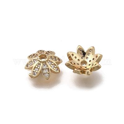 Колпачки для бусин из прозрачного кубического циркония из латуни KK-Z126-24G-1