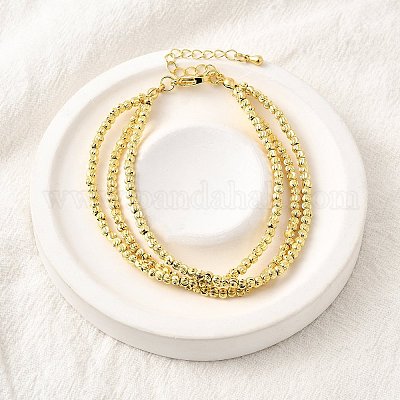 Латунные круглые многорядные браслеты для женщин BJEW-D317-07G-1