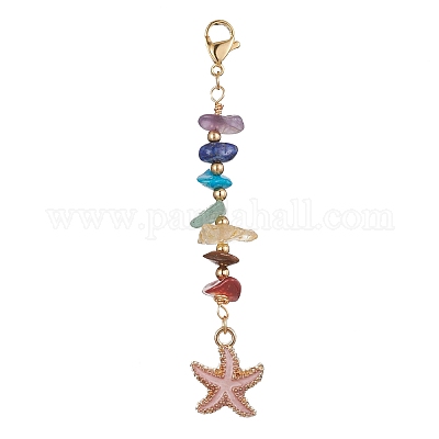 Подвески из эмалированного сплава в виде морской звезды/ракушки/черепахи и подвеска из драгоценных камней 7 чакры HJEW-JM01205-1