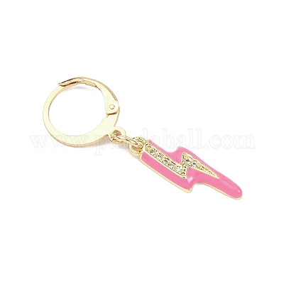 Кольца-маркеры для вязания с микропаве из кубического циркония в виде молнии из латуни HJEW-JM04375-1