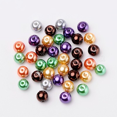 100 X Fall Mix Pearlized Glass Pearl Beads, 6mm DIY Jewellery