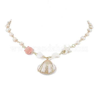 Летние подвески из ракушек с распылителем и гальваническим покрытием NJEW-JN05182-01-1