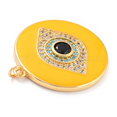 Настоящие 18к позолоченные латунные подвески с микропаве и кубическим цирконием ZIRC-L100-084G-03-1