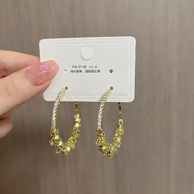 Серьги-кольца из сплава с кристаллами и стразами FS-WG55588-01-1