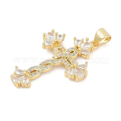 Латунные микропаве прозрачные подвески с фианитом KK-G522-51G-01-1