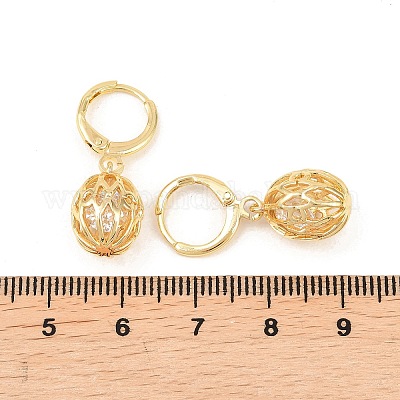 Полые овальные латунные серьги с прозрачными кубическими циркониями&nbsp;EJEW-H182-04A-G-1