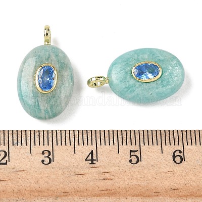 Подвески из натурального амазонита и кубического циркония G-Z076-01G-18-1