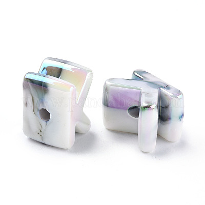 Непрозрачные радужные переливающиеся акриловые бусины OACR-P010-23A-1