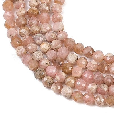 Природные родонит бисер нитей&nbsp;G-B175-D10-4mm-1