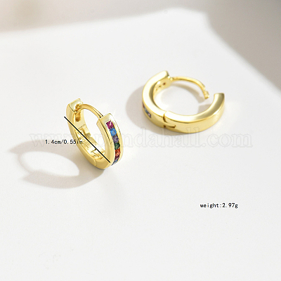 Изысканные серебряные серьги-кольца с радужным цирконием для ежедневного ношения BF5628-1