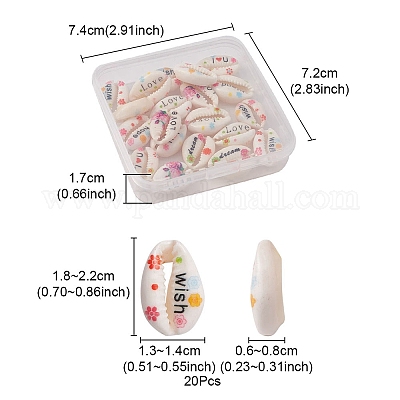 20шт печатные натуральные бусины из ракушек каури SHEL-YW0001-03A-1