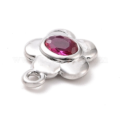 Экологически чистые латунные подвески с фиалково-красным цирконием среднего размера с микропаве KK-D079-04P-1