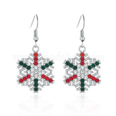 Серьги-подвески из сплава со снежинками FS-WGD9918-09-1