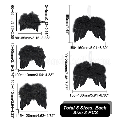 15 шт. 5 стильных подвесных украшений в виде крыльев из перьев FIND-GA0003-03A-1