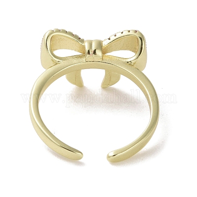 Открытое кольцо-манжета из латуни с микропаве из кубического циркония RJEW-K256-58K-G-1