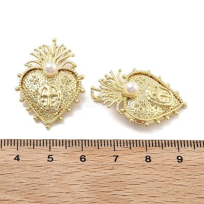 Подвески из латуни с жемчужными подвесками из АБС-пластика KK-U060-03G-1