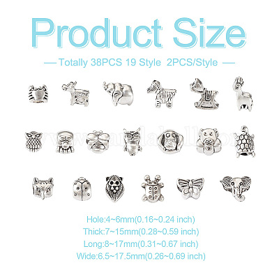 36шт 18 стиля европейские бусины из сплава в тибетском стиле FIND-KS0001-21-1