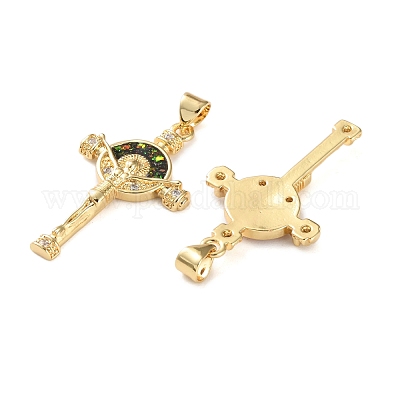 Латунные микропаве прозрачные подвески с фианитом KK-S048-01G-1