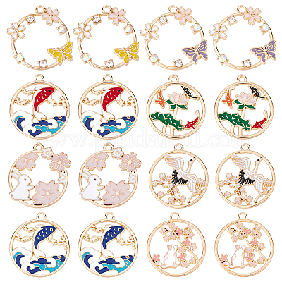 Shop SUNNYCLUE 1 Box 32Pcs 8 Style Rabbit Charms Round Lotus Butterfly Fish  Pendants Enamel Colorful Flower Animal Bunnies Pink Sakura Leaves Hollow  for Jewellry Making Charms DIY Easter Holidays Bracelets for