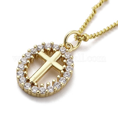 Латунные прозрачные кубические циркониевые подвески ожерелья для женщин NJEW-D305-03G-01-1