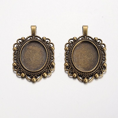 Овальные сеттинги тибетский стиль сплава кулон кабошон PALLOY-K109-94AB-NR-1
