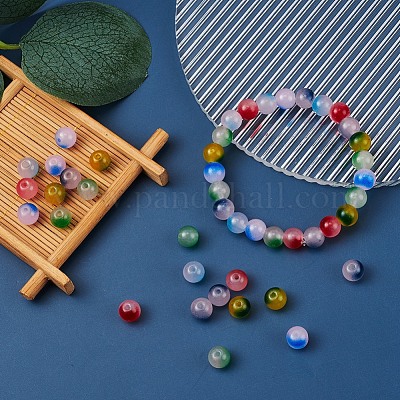 6 стиль окрашенных распылением нитей стеклянных бусин GGLA-YW0001-08-1