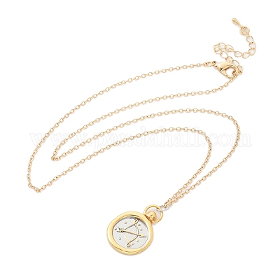 Латунные ожерелья с подвесками таро «Двенадцать созвездий» NJEW-Q006-01K-G-1