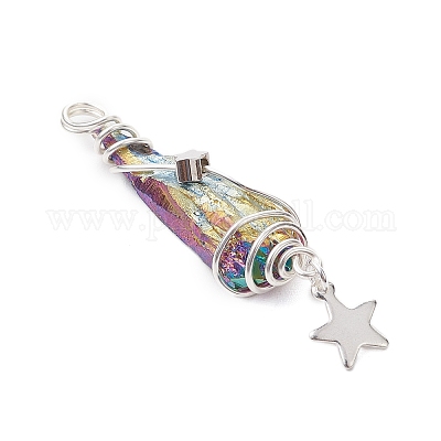 3 шт. 3 стиля гальванизированные натуральные кварцевые кристаллы самородки медная проволока обернутые подвески PALLOY-JF03128-07-1