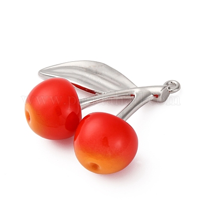 Подвески из латуни и пластика вишни KK-I276-18P-1