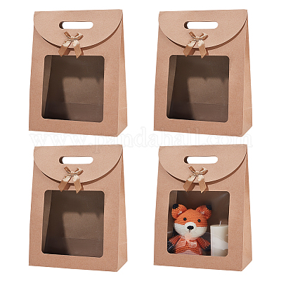 Прямоугольные подарочные пакеты из крафт-бумаги CON-WH0088-80-1