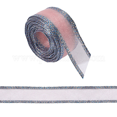 Блестящая лента из полиэстера и металлической сетки для изготовления бантов OCOR-WH20007-19D-1