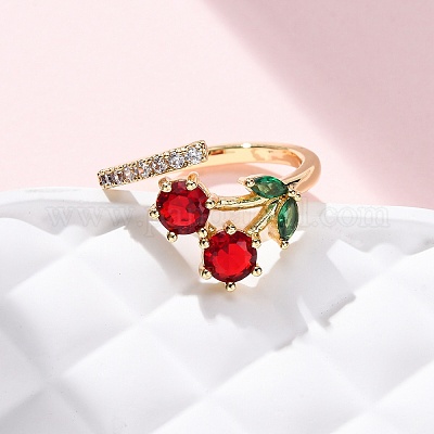 Женские кольца на палец из латуни с микропаве и кубическим цирконием RJEW-U057-13G-02-1