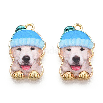 Подвески из сплава светлого золота с принтом ENAM-N056-208B-1