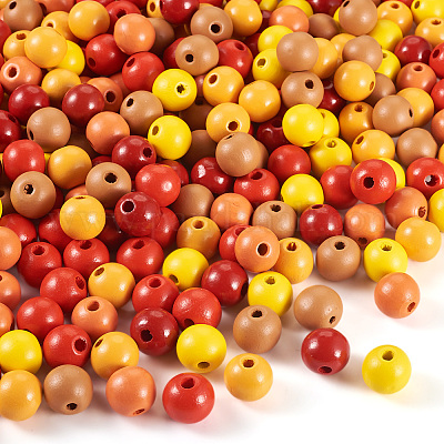 240шт 6 цвета натуральные деревянные бусины WOOD-TA0002-74D-1