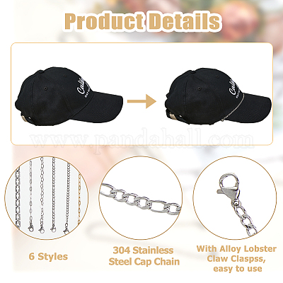 6 шт. 6 стиля 304 нержавеющая сталь цепочка с колпачком AJEW-HS00001-1