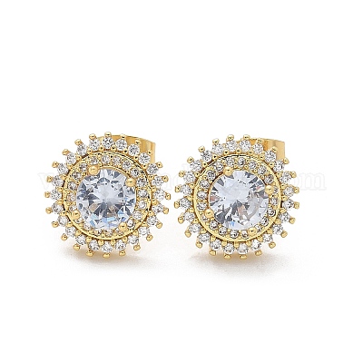 Серьги-гвоздики из циркония EJEW-C139-01G-1