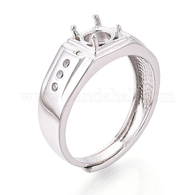 Кольцо для помолвки с родиевым покрытием 925 пробы из серебра [925] пробы с микропаве из кубических цирконий STER-T008-14P-1