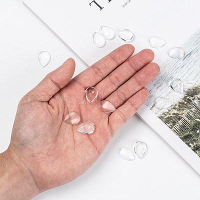 Прозрачные каплевидные стеклянные кабошоны GGLA-R024-18x13-1