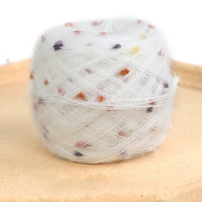 ポンポン付きモヘア編み物かぎ針編み糸 #1 極細糸 カラフル 50g/かせ