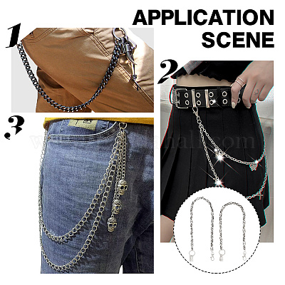 2 шт. 2-х стильный пояс-цепочка из цинкового сплава с черепом AJEW-AR0001-75-1