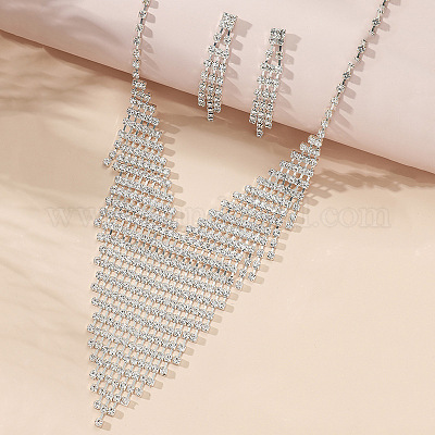 Шикарные комплекты из латунных кисточек со стразами и ожерельями для невесты для свадьбы GF2707-1