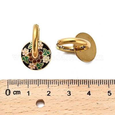 Серьги-кольца из нержавеющей стали 304 с эмалью EJEW-Q040-01B-G-1