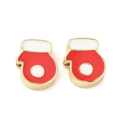 Рождественские латунные эмалевые бусины KK-I474-G15-1